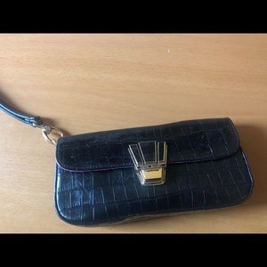 Black Henri Bendel alligator skin wristlet